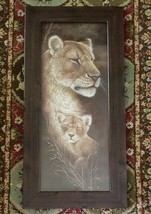 Crystal Art Gallery ~ Wooden Framed Print ~ Tiger &amp; Baby Cub ~ 23.25&quot; x 11.25&quot; - £35.87 GBP