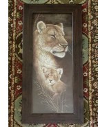 Crystal Art Gallery ~ Wooden Framed Print ~ Tiger &amp; Baby Cub ~ 23.25&quot; x ... - £35.46 GBP