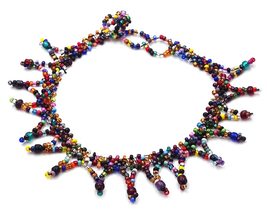 Mia Jewel Shop Czech Glass Seed Bead V Shaped Dangle Frill Fringe Anklet - Women - £16.19 GBP