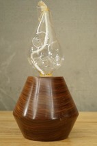 Vintage Studio Artisan Hand Blown Art Glass Wood Crafted Oil Lamp by Butch Coon - £23.52 GBP