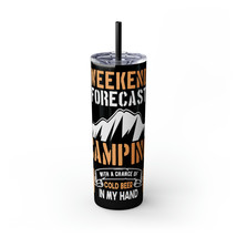 Personalized Skinny Tumbler with Straw, 20oz - Keeps Drinks Hot or Cold for Hour - £32.10 GBP