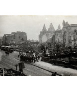 WWI German Soldiers Somme Peronne France Church Ruins Army Real Photo Po... - $85.00