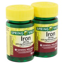 Spring Valley Iron Tablets, 65 mg, 100 Count, 2 Pack..+ - £15.81 GBP