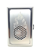 Fujima Silver Metal Eight Ball Design King Size Cigarette Case W/ Grinder Front - $9.89