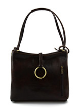 Leather women handbag shoulder bag women purse luxury bag dark brown wom... - $160.00