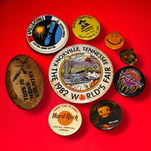 Vintage Miscellaneous Themed Pinback Buttons Lot Of 9 hard Rock Cafe/Nasa - $14.39