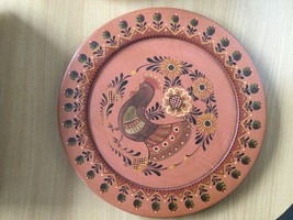 Beautiful hand painted wooden plate wall plate wall art flower and bird 11 5/8&quot;  - £39.33 GBP
