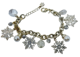 Avon SP Charm Bracelet Snowflake Vintage 1980s Silver Tone 6 Inch Christmas - $19.99