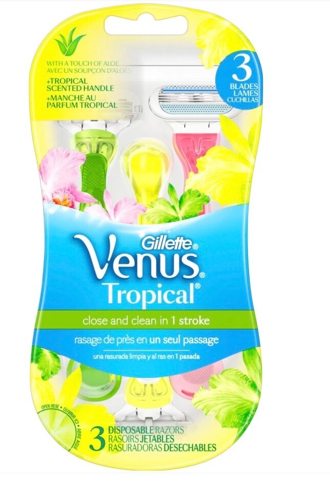 Gillette Venus Tropical Disposable Razor, 3 Blades, Qty 3 Razors - $18.95