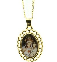 Virgen de la Mercedes Oval Medal our Lady Of Mercy Gold Plated Pendant N... - $12.75