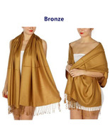 Bronze - 2Ply Scarf 78X28 LONG Solid Silk Pashmina Cashmere Shawl Wrap - £14.25 GBP