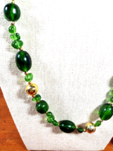 Vintage Green and Gold Color BEADED 22&quot;&quot; Necklace - £11.83 GBP