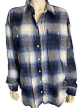 Old Navy Blue /White Plaid Flannel Long Sleeve Boyfriend Shirt Size XXL - £14.93 GBP