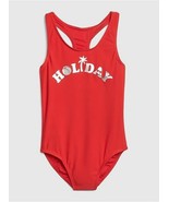 New Gap Kids Girls Red Metallic Graphic Racerback UPF 40+ One Piece Swim... - £14.98 GBP