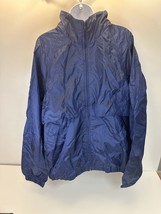 Vtg Eddie Bauer Sac Jac Vented Hooded Packable Windbreaker Large Dark Blue - £12.69 GBP