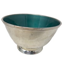 VTG Towle Silverplate Dark Green Enamel Interior Footed Bowl Dish Holder 7&quot; - $39.59