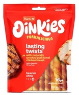 Hartz Oinkies Rawhide-Free Chicken Wrapped Smoked Pig Skin Twists Dog Tr... - £24.57 GBP