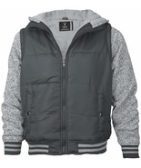 Men&#39;s Sherpa Fleece Lined Two Tone Zip Up Hoodie Jacket (Charcoal Gray, ... - $34.60