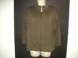 Fresh Produce Size L Track Jacket Brown-Olive Green Front Zip Bracelet Sleeves - £15.55 GBP