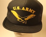 US Army Hat Cap Military Mesh Vintage Black with Gold writing ba1 - £5.45 GBP