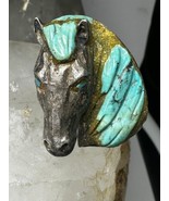 Johnny Blue Jay Horse Ring Hopi Turquoise Size 9.50 Sterling Silver - £299.82 GBP