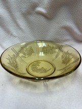 Vintage Serving Bowl, Yellow/Amber Federal Glass Sharon Cabbage Rose 8.5” Dia. - £12.65 GBP