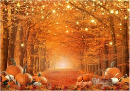 7 x 5 FT Fall Photography Backdrop Thanksgiving Party Supplies Autumn Pumpkin Fr - £26.98 GBP