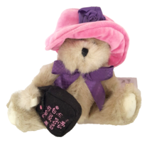 Boyds Bear 7 inch Mini Plush Hey Girlfriend Bear Pink Velvet Hat Lavender Bow - £17.58 GBP