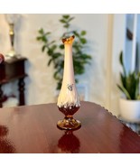 VTG Fenton Glass Cameo Opalescent Lily Of The Valley Swung Bud Vase Amber 10” - $45.05