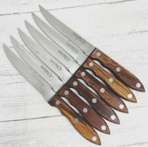 Vtg Mundial Cordon Bleu Steak Knife High Carbon Japan Serrated Wood Handle 6 Pc - £55.35 GBP