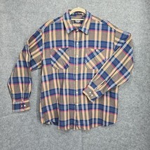 VTG Knightsbridge for Men Shirt XL Long Sleeve Button Up Blue Brown Tan ... - $14.67