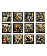 Forest Animals 12 Ceramic Tiles Set 4.25 Inches Tile Art Backsplash Craf... - $3,815.26 MXN