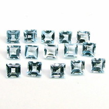 6.4Ct 15pc 4mm Natural Blue Topaz Setting Square Faceted Gemstones - £19.07 GBP