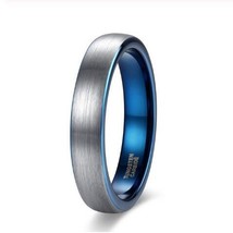 Somen Ring Men 8mm Sliver Brushed Tungsten Ring Blue Inlay Wedding Band Engageme - £18.15 GBP