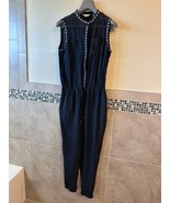 REBECCA TAYLOR Black Silk Jumpsuit Pinhead Detail SZ 6 NWOT - $1,454.97 MXN