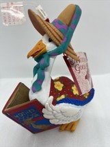 Vintage 1990s Mother Goose Department 56 Christmas Ornament Goose Reading Book - $28.04