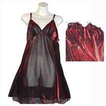 Gilligan &amp; O&#39;Malley Women XL Chemise Lingerie Reactive Shimmer Red Festi... - $17.17