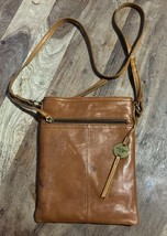 Margot New York Womens Cognac Leather Inner Pockets Split Pocket Crossbo... - $30.00