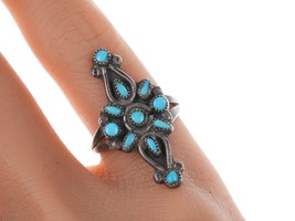 c1940&#39;s Zuni Petit Point turquoise silver ring - £117.72 GBP