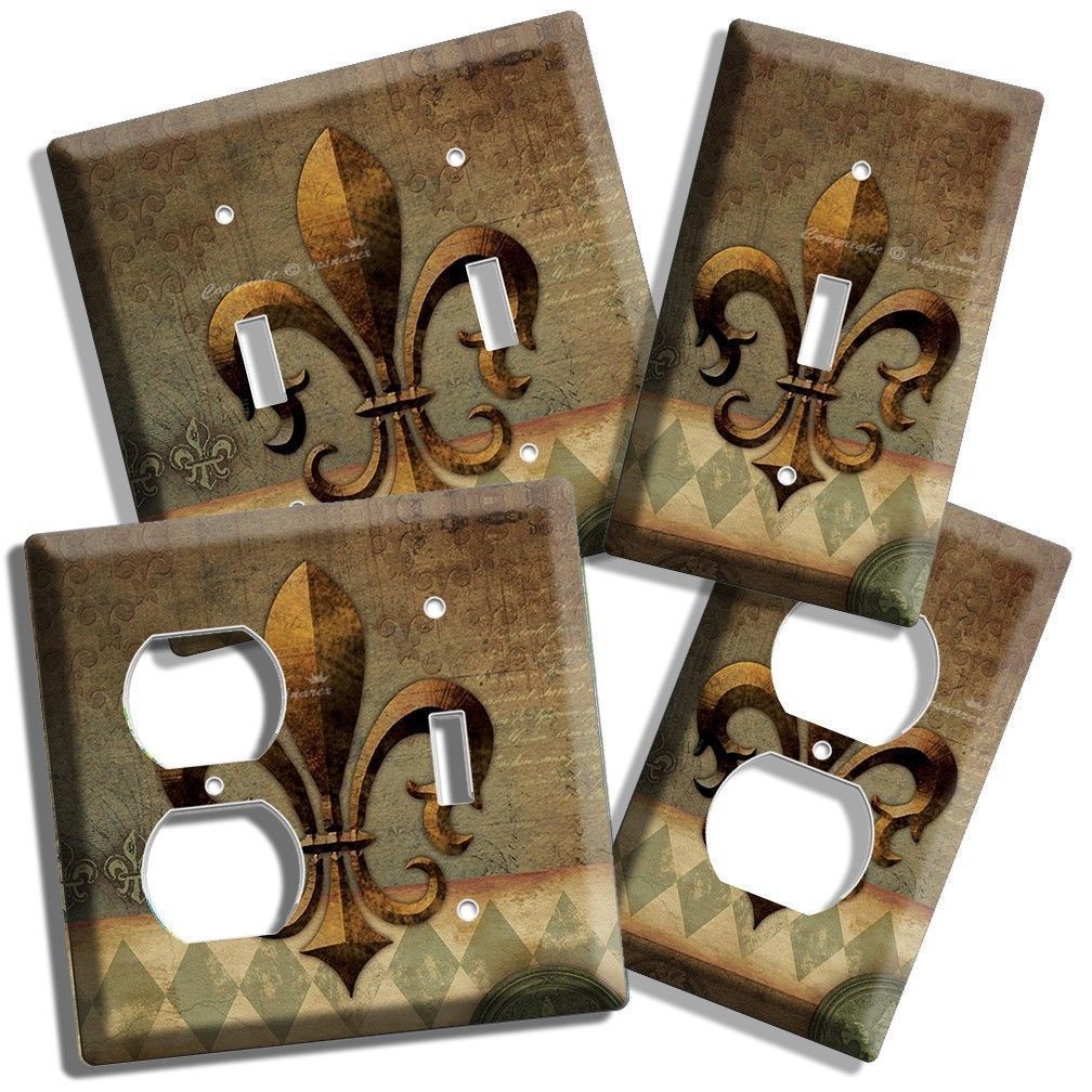 FLEUR DE LIS MEDIEVAL DESIGN LIGHT SWITCH OUTLET WALL PLATE COVER ROOM ART DECOR