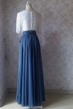 Dusty Blue Maxi Chiffon Skirt Outfit Bridesmaid Custom Plus Size Chiffon Skirts image 4