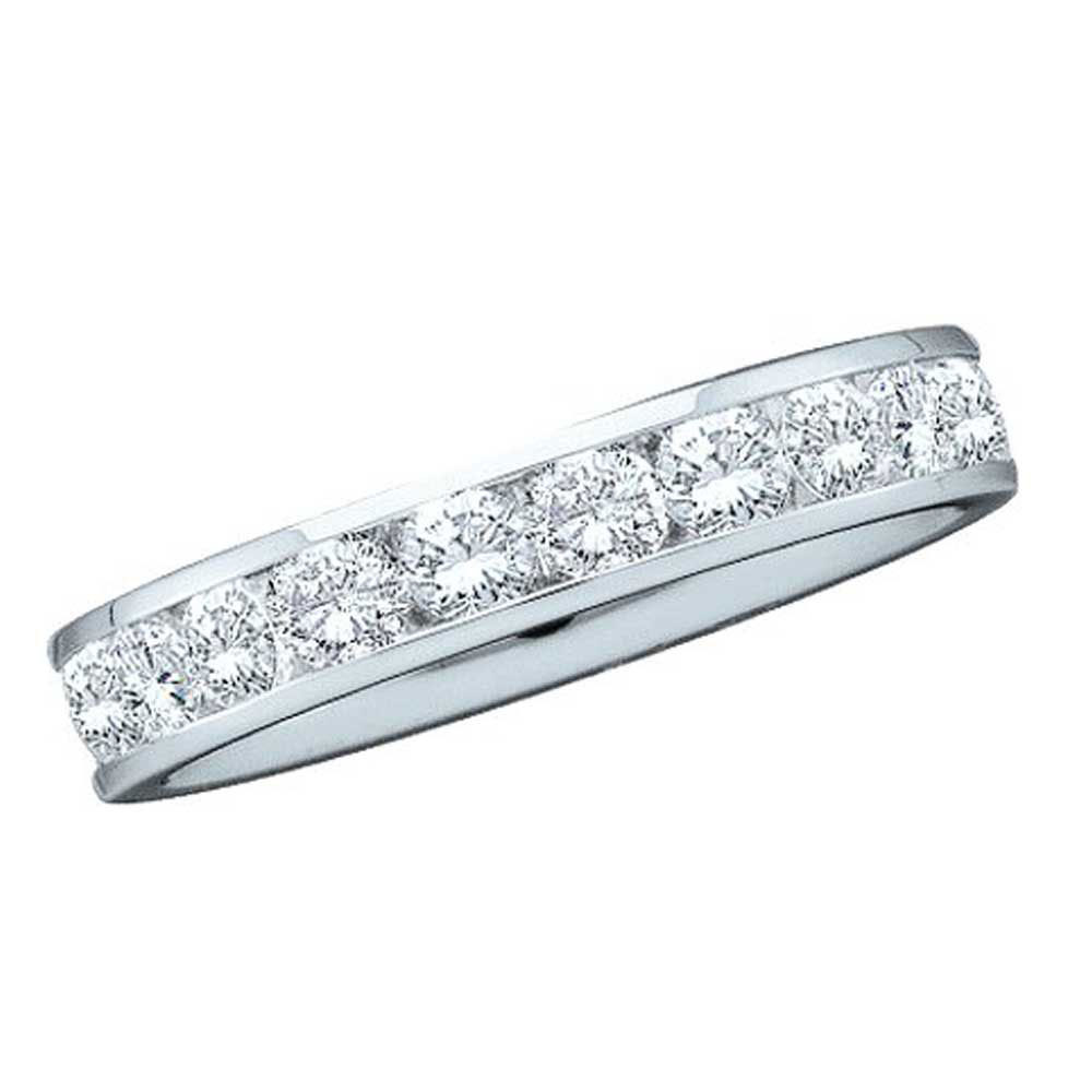 Primary image for 14k White Gold Womens Round Channel-set Diamond Single Row Wedding Band 1 Cttw