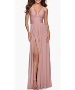 La Femme Sleeveless Plunge Neck A Line Gown in Mauve Pink #S1530. Size 1... - £78.14 GBP