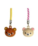 SET OF 2 TEDDY BEAR BRASS BELL CHARM Rilakkuma Two Cute Craft Cell Phone... - $8.95