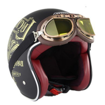 DOT  open face Helmet Retro Street Motorcycle Vintage  Black Doff - £77.06 GBP