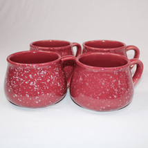 Maroon Coffee Mugs CAPPUCCINO HOT CHOCOLATE TEA Cups Mugs Set Of 4 Cups ... - $21.15