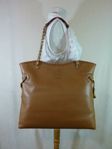NWT Tory Burch Bark Brown Pebbled Leather Marion NS Slouchy Tote $595 - £464.54 GBP