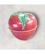 Strawberry Shaped Lithographed Tin Trinket Box Storage Vtg MCM Summer Re... - $20.33 CAD