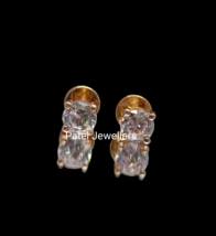 0.50ct Solitaire Zircone 18k Solide or Rose Vis Arrière Boucles D&#39;Oreilles - £233.69 GBP