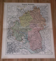 1905 Antique Map Of Kingdom Of Württemberg / Stuttgart Inset Map / Germany - £24.04 GBP